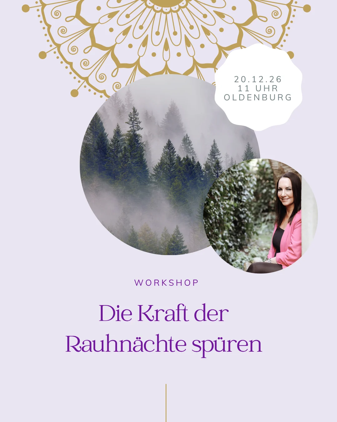Flyervorderseite zum Workshop Die Kraft der Rauhnächte spüren
