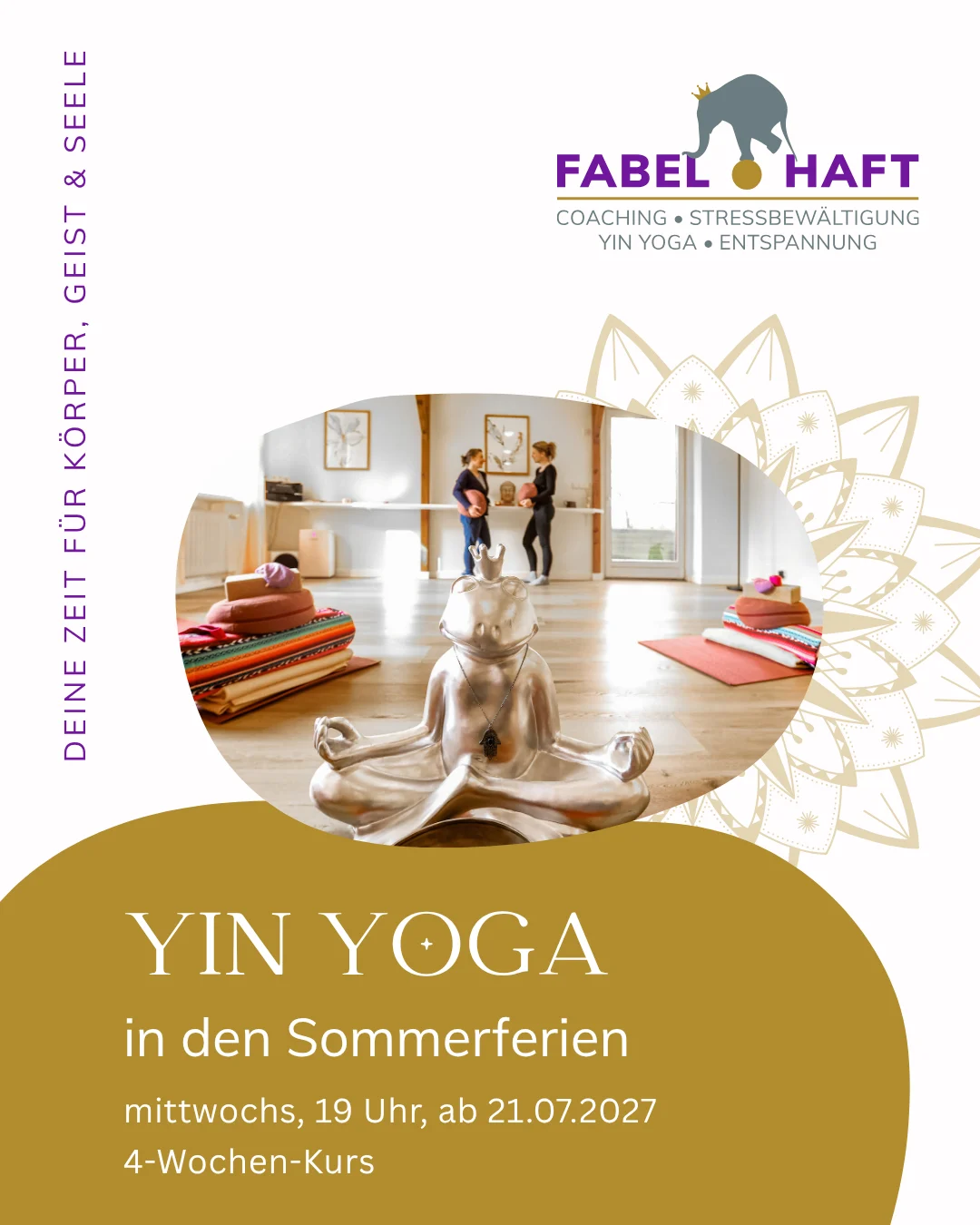 Sommerferien Yin Yoga Flyer Yin Yoga in den Sommerferien